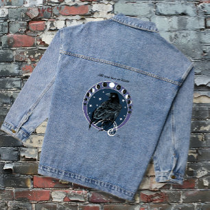 Raven Moon Phases Stars Blue Denim Jacket