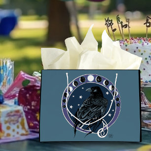 Raven Moon Phases Stars Blue Large Gift Bag