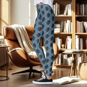 Raven Moon Phases Stars Blue Leggings