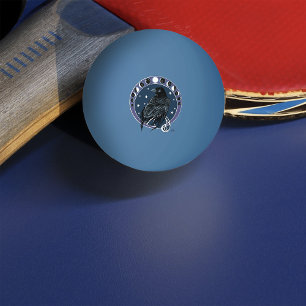Raven Moon Phases Stars Blue Ping Pong Ball