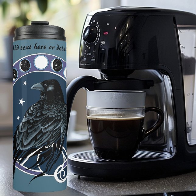 Raven Moon Phases Stars Blue Thermal Tumbler (Creator Uploaded)