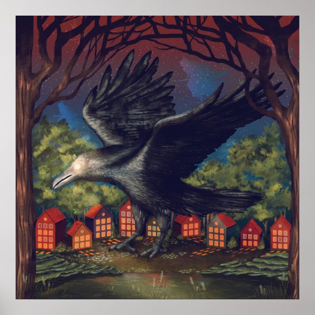 Raven Moonlight Witches Halloween Night Poster (Front)