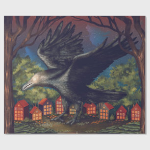 Raven Moonlight Witches Halloween Night Wrapping Paper