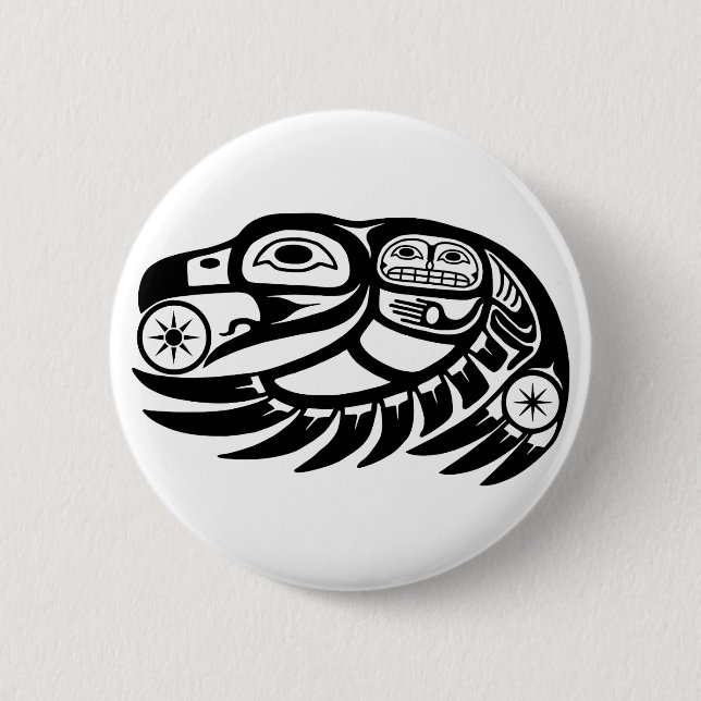 Raven Native American Design 6 Cm Round Badge (Front)