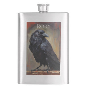 Raven, Nevermore, Gothic, Personalised Name Hip Flask