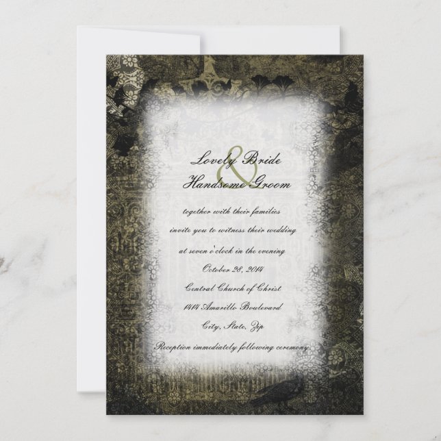 Raven Night Gothic Dark Wedding Invitation (Front)