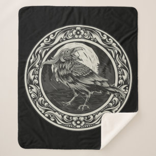 Raven Norse Black Bird Medallion Logo Art Sherpa Blanket
