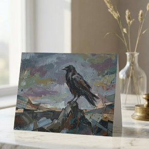Raven Oil Painting – Moody Gothic Gift for Her Note Card