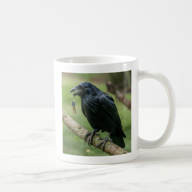 Raven on a Branch with Key Coffee Mug (Right)