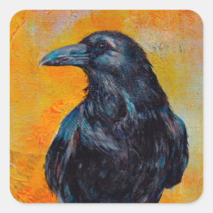 Raven on Canvas Square Sticker