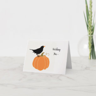 RAVEN ON PUMPKIN HALLOWEEN/FALL CARD