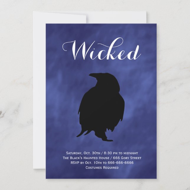 Raven on Purple Haze Halloween Invitation (Front)