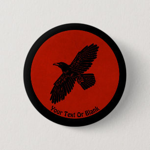 Raven On Red 6 Cm Round Badge