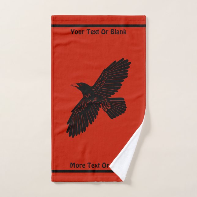 Raven On Red Bath Towel Set (Hand Towel)