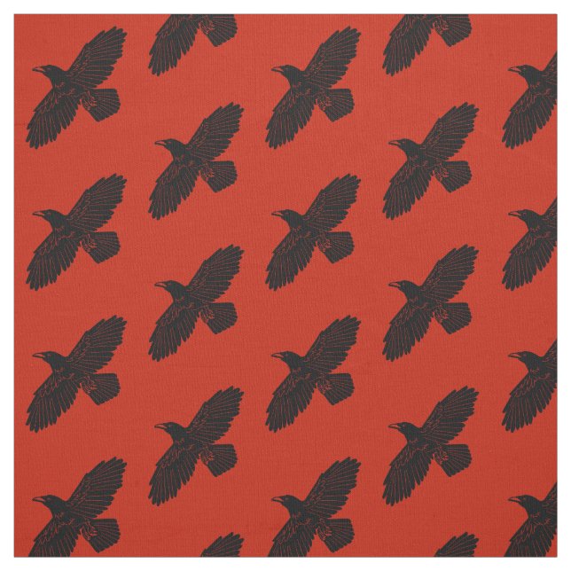 Raven On Red Fabric (Swatch)