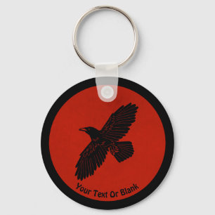 Raven On Red Key Ring