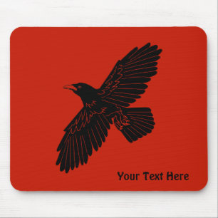 Raven On Red Mouse Pad