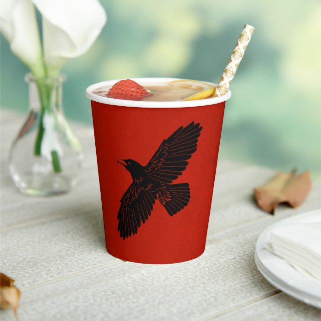 Raven On Red Paper Cups (Insitu)