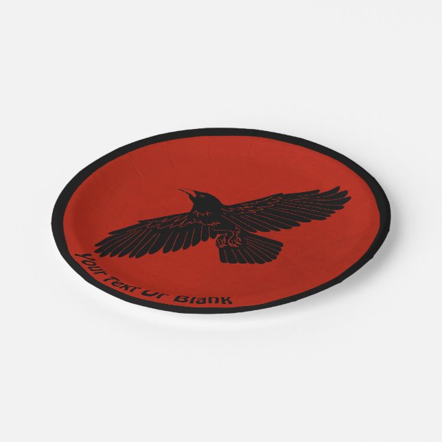 Raven On Red Paper Plate (Angled)