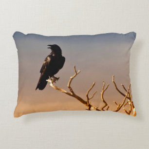 Raven on Sunlit Tree Branches, Grand Canyon Decorative Cushion