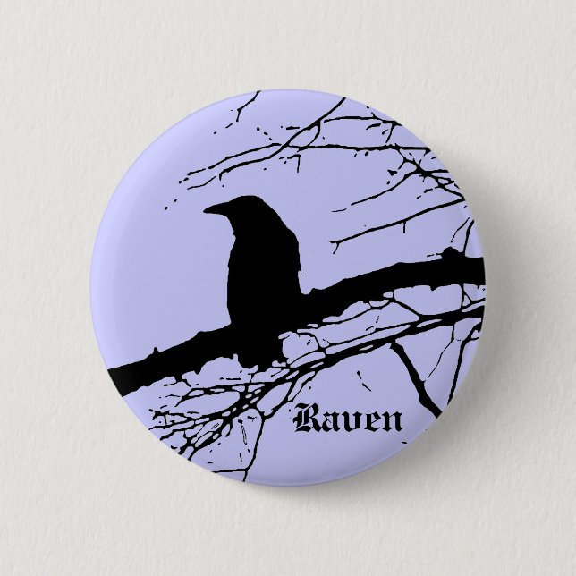 Raven on the Tree 6 Cm Round Badge (Front)