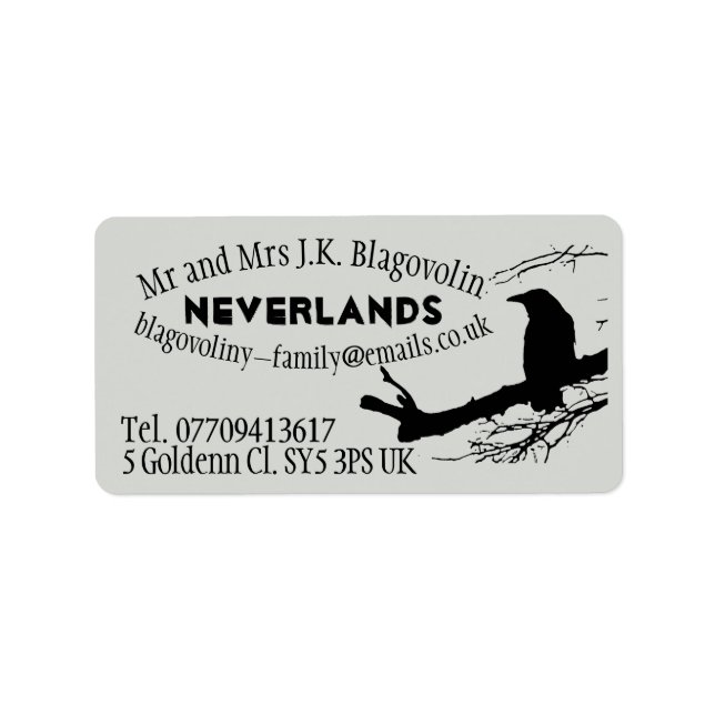 Raven on the Tree Label (Front)