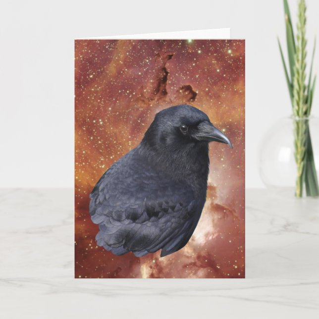 Raven & Outer Space Greeting Card (Front)
