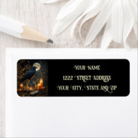 Raven Pagan Witchy Mystical Return Address