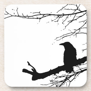 Raven Ravenware Black Bird Silhouette Coaster