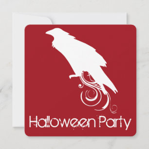 Raven Red Halloween Party Invitation