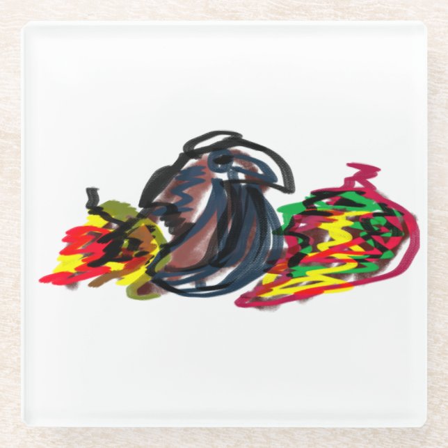 Raven relax Autumn Glass Coaster (Front)