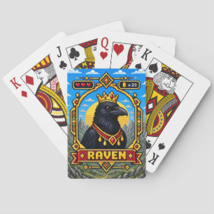 Raven Retro 8-Bit Pixel Art Playing Cards