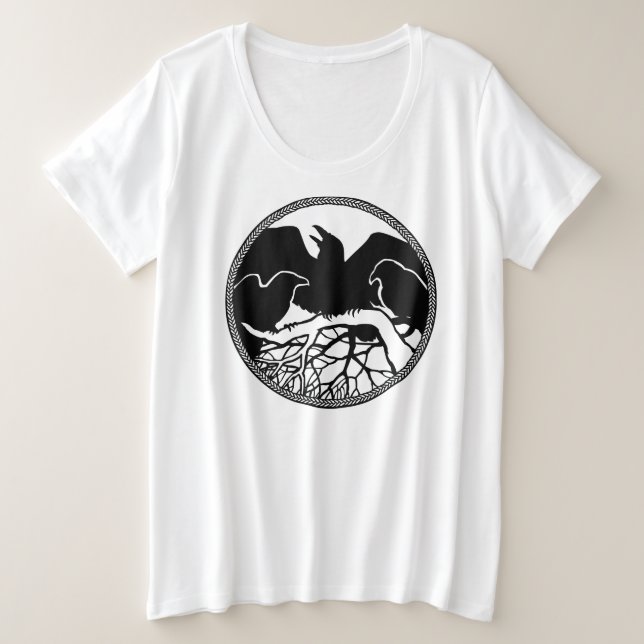 Raven Shirt Plus Size Lady's Raven Art T-Shirt (Design Front)