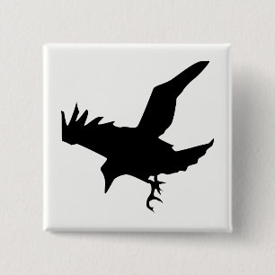 Raven Silhouette 15 Cm Square Badge