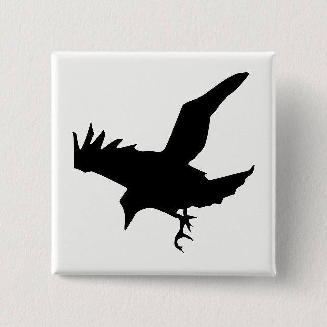 Raven Silhouette 15 Cm Square Badge (Front)