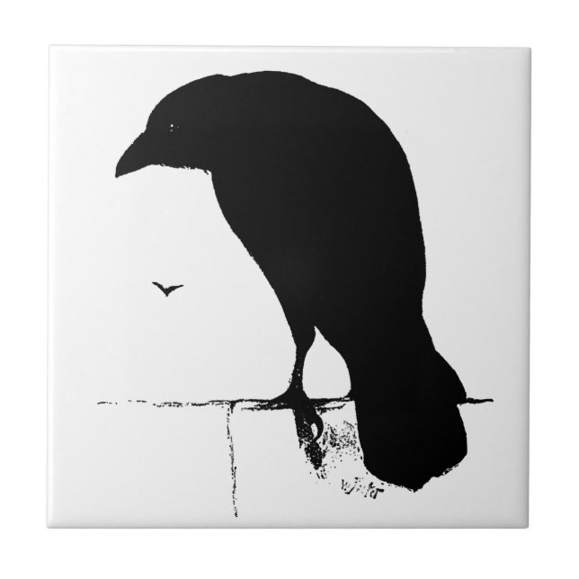 Raven Silhouette - Vintage Goth Ravens & Crows Tile (Front)