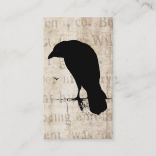 Raven Silhouette - Vintage Retro Ravens & Crows Business Card