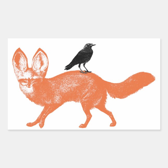Raven Sits On Fox Stickers (Front)