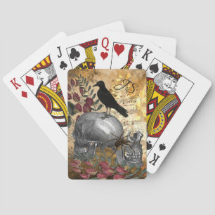 Raven Skeleton Skulls and Spider Playing Cards