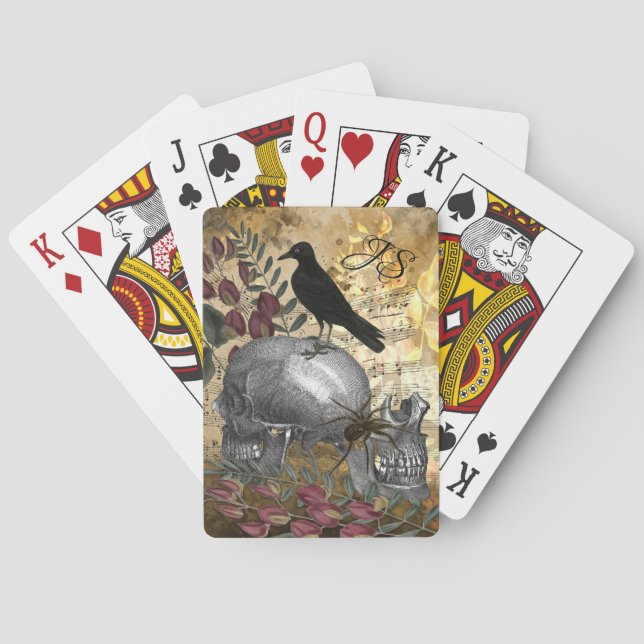 Raven Skeleton Skulls and Spider Playing Cards (Back)