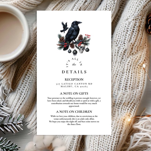 Raven Skull Gothic Holiday Wedding Enclosure Card (Creator Uploaded)