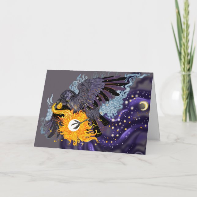 Raven Sky Folklore Greeting Card (Front)