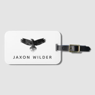  Raven Smoke Cloud Watercolor Minimal Rustic Luggage Tag