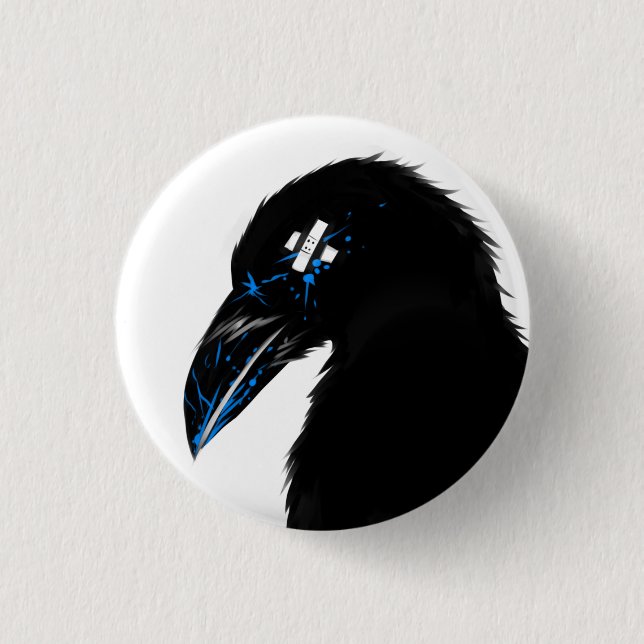 Raven splat! 3 cm round badge (Front)