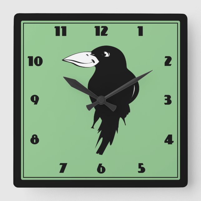 Raven Square Wall Clock (Front)