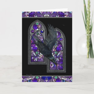 Raven Stained Glass Gothic Blank Greeting card