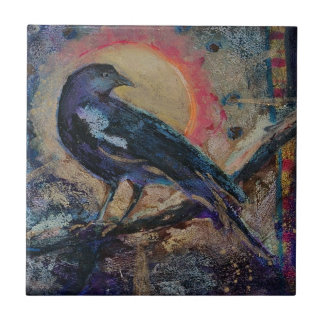 Raven Sun Art Maureen Girard Bird Messenger Tile