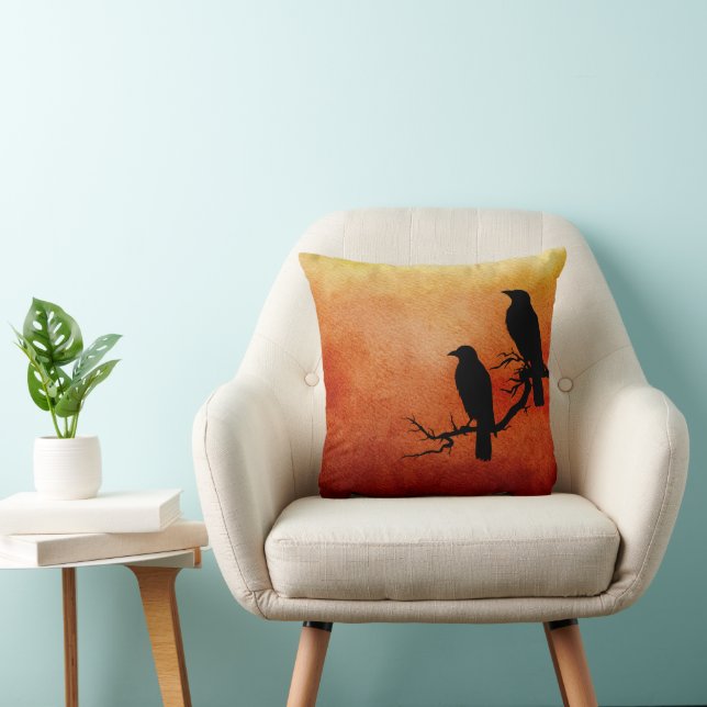 Raven Sunset Throw Pillow (Chair)