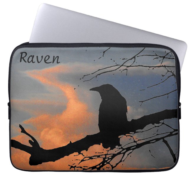 Raven Sunset Tree and Clouds Laptop Sleeve (Front)