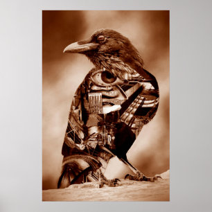 Raven surreal collage  poster